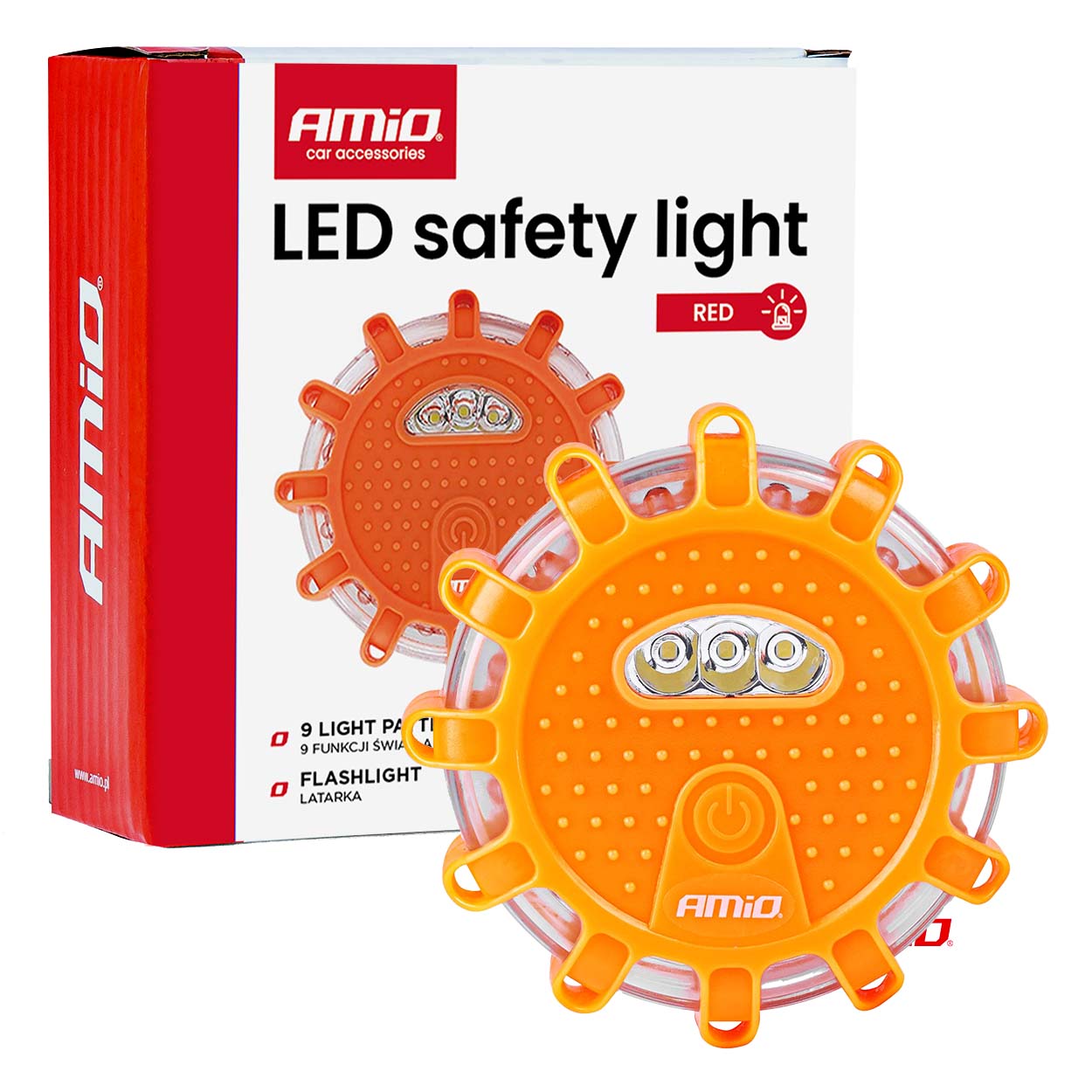 Pārnēsājama LED brīdinājuma gaisma uz ceļa ar darbojošos lukturīša funkciju 3xAAA IP65 12SMD + 3SMD AMIO-02499 Pārnēsājama LED brīdinājuma gaisma uz ceļa ar darbojošos lukturīša funkciju 3xAAA IP65 12SMD + 3SMD AMIO-02499