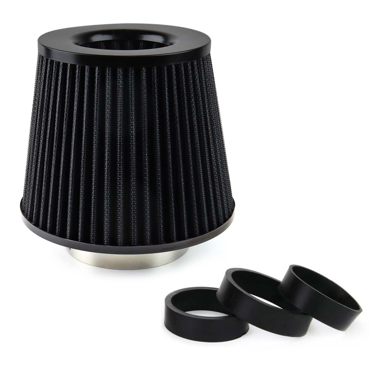 Automašīnas gaisa koniskais filtrs, melns, universāls, 3 stiprinājuma adapteri AMIO-02546 Automašīnas gaisa koniskais filtrs, melns, universāls, 3 stiprinājuma adapteri AMIO-02546