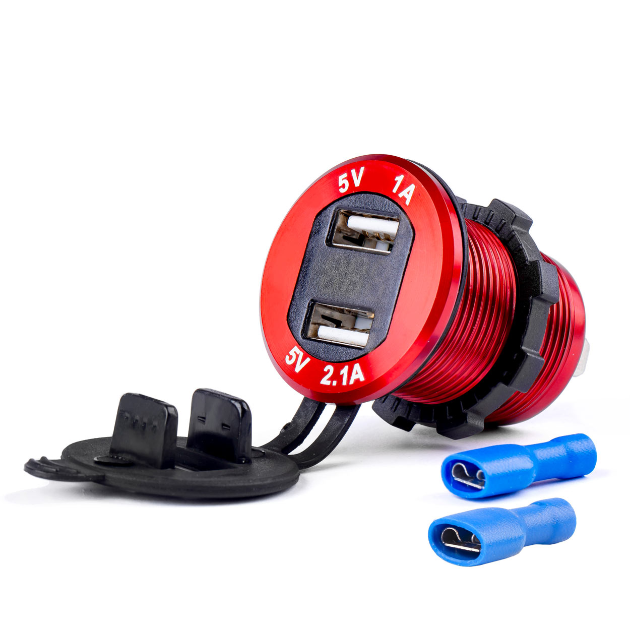 Ūdensizturīgs tālruņa lādētājs ar digitālo voltmetru 2xUSB 12/24V MOD-11 AMIO-02861 Ūdensizturīgs tālruņa lādētājs ar digitālo voltmetru 2xUSB 12/24V MOD-11 AMIO-02861