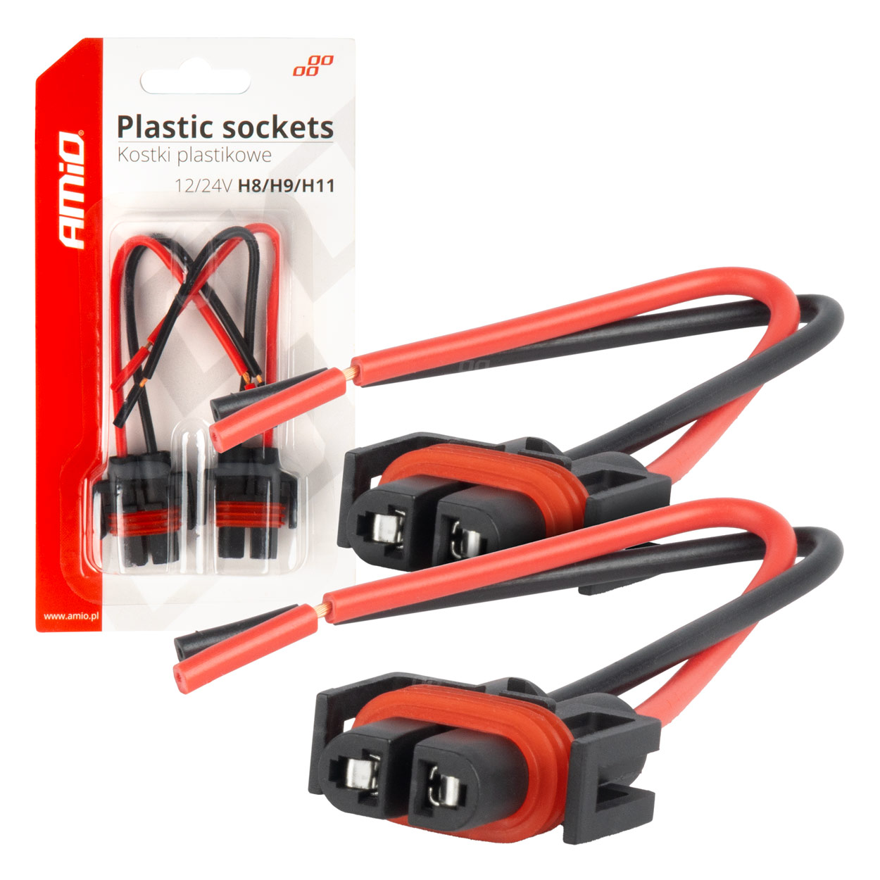 Plastmasas kontaktligzdas 2 gab. H8/H9/H11 12/24V AMIO-03182 Plastmasas kontaktligzdas 2 gab. H8/H9/H11 12/24V AMIO-03182