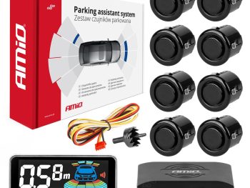 Parkošanās palīgsistēma LED-GRAF 3D 8 sensori melna "ZELTA" 18mm AMIO-03192