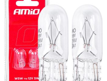 Halogēna spuldzes T10 W5W W2.1x9.5d 12V 2 gab. Blistera iepakojumā AMIO-03346