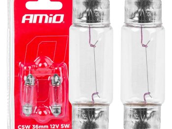Halogēna spuldzes C5W Festoon SV 8,5-8 36mm 12V 2gab. BLISTERĀ AMIO-03348