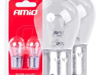 Auto spuldzes P21/5W BAY15D 12V 2 gab. BLISTERĀ AMIO-03353