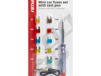 Automašīnas asmens MINI drošinātāji ar testa pildspalvu AMIO-03524