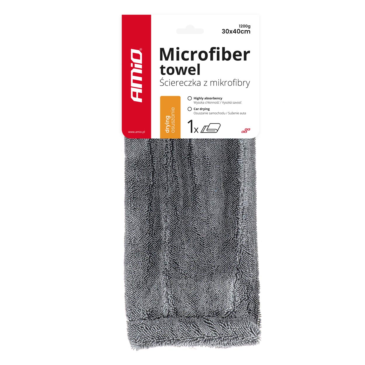 Mikrošķiedras žāvēšanas dvielis 30x40cm 1200g AMIO-03759 Mikrošķiedras žāvēšanas dvielis 30x40cm 1200g AMIO-03759