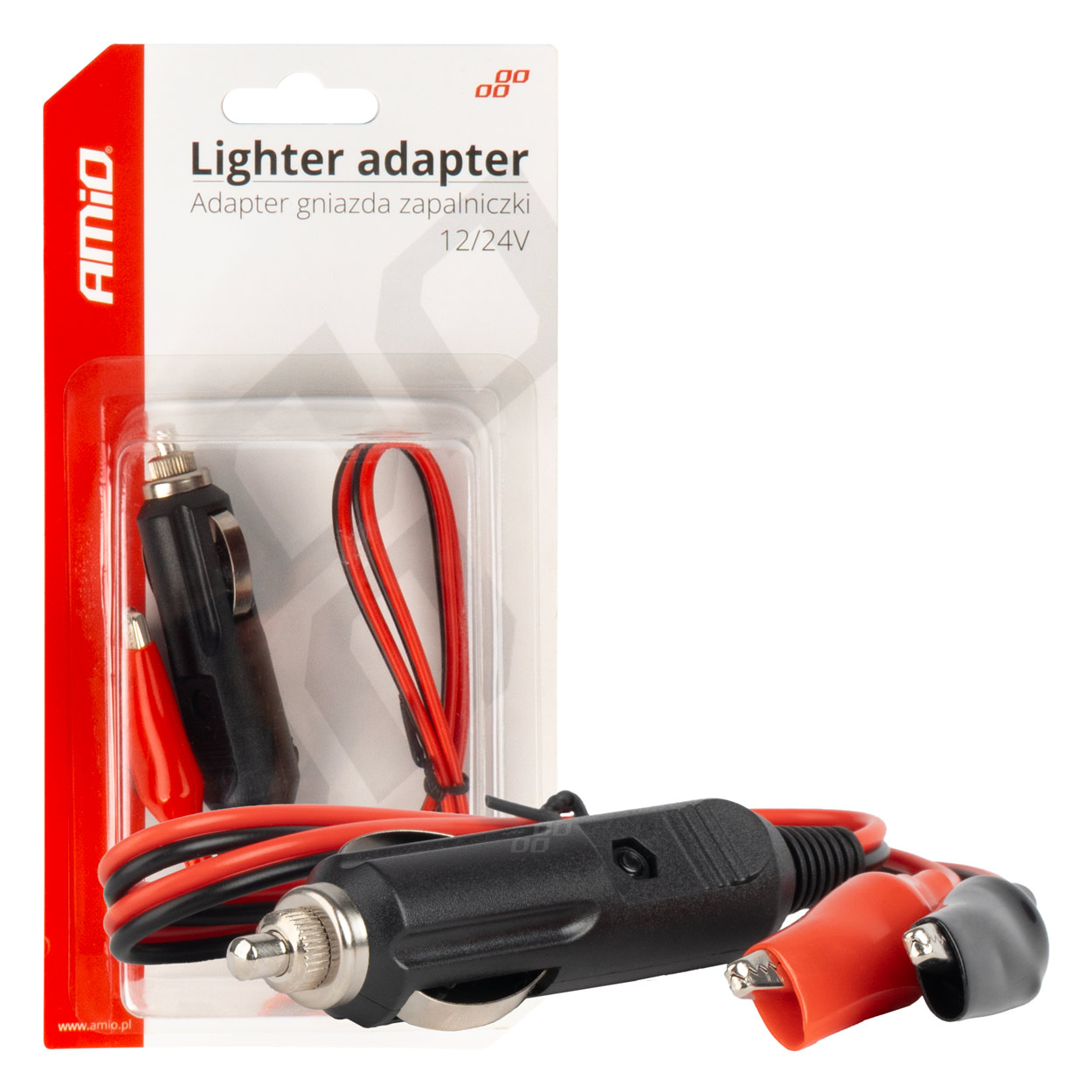 Šķiltavas kontaktligzdas adapteris ar krokodila formas izeju 12V 24V 60cm AMIO-03802 Šķiltavas kontaktligzdas adapteris ar krokodila formas izeju 12V 24V 60cm AMIO-03802
