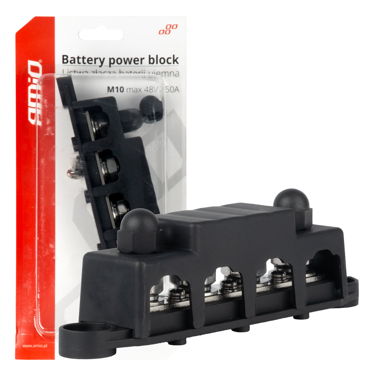M10 12V - 48V 250A minusa kopnes stieņa zemējuma sadales bloks AMIO-03811 M10 12V - 48V 250A minusa kopnes stieņa zemējuma sadales bloks AMIO-03811