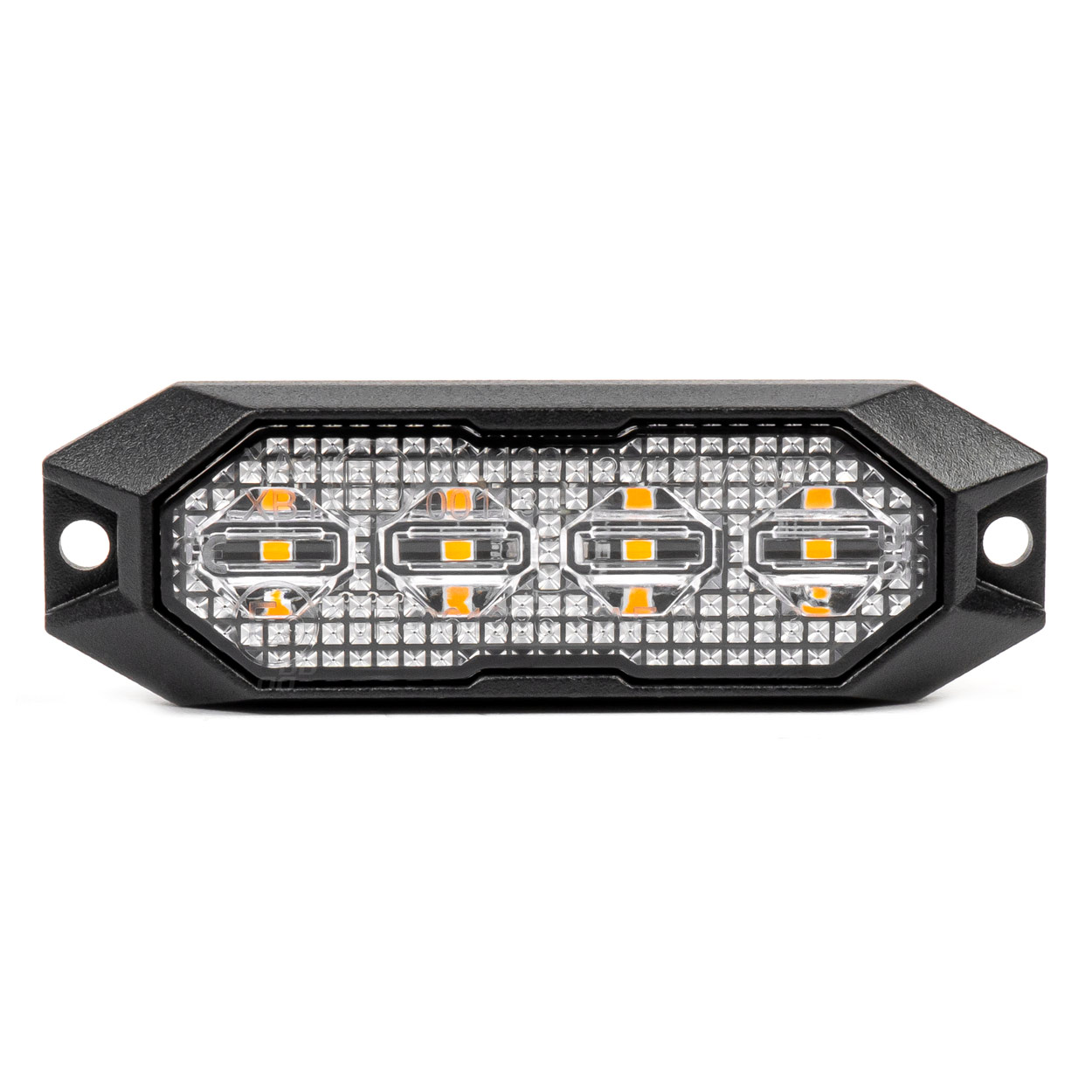 Plāns dzintara grila stiprinājuma lukturītis 4x3W LED R65 R10 12/24V IP6K9K AMIO-03929 Plāns dzintara grila stiprinājuma lukturītis 4x3W LED R65 R10 12/24V IP6K9K AMIO-03929