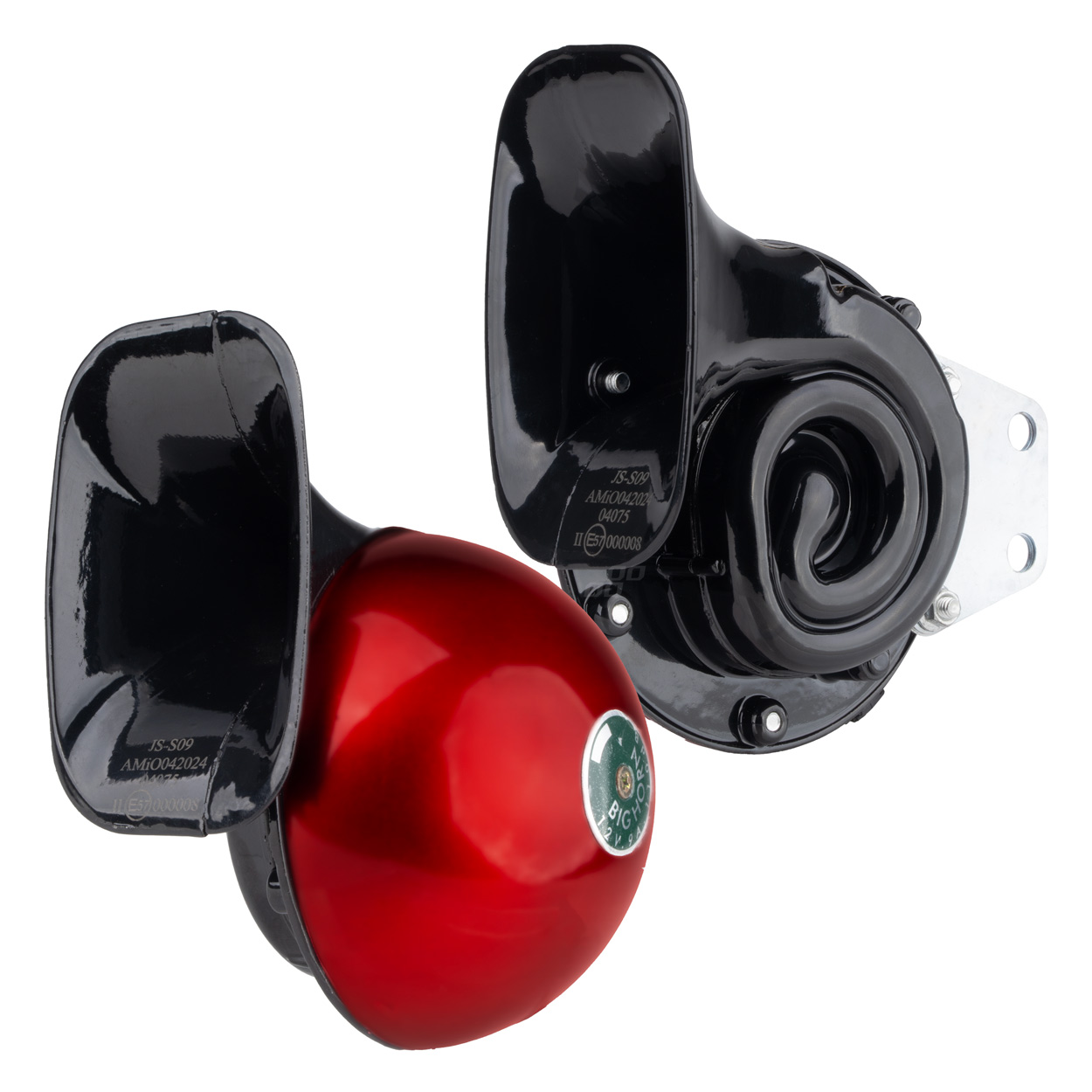 Skaņas signālu komplekts (2 gab.) sarkans 125 mm 12V AMIO-04075 Skaņas signālu komplekts (2 gab.) sarkans 125 mm 12V AMIO-04075