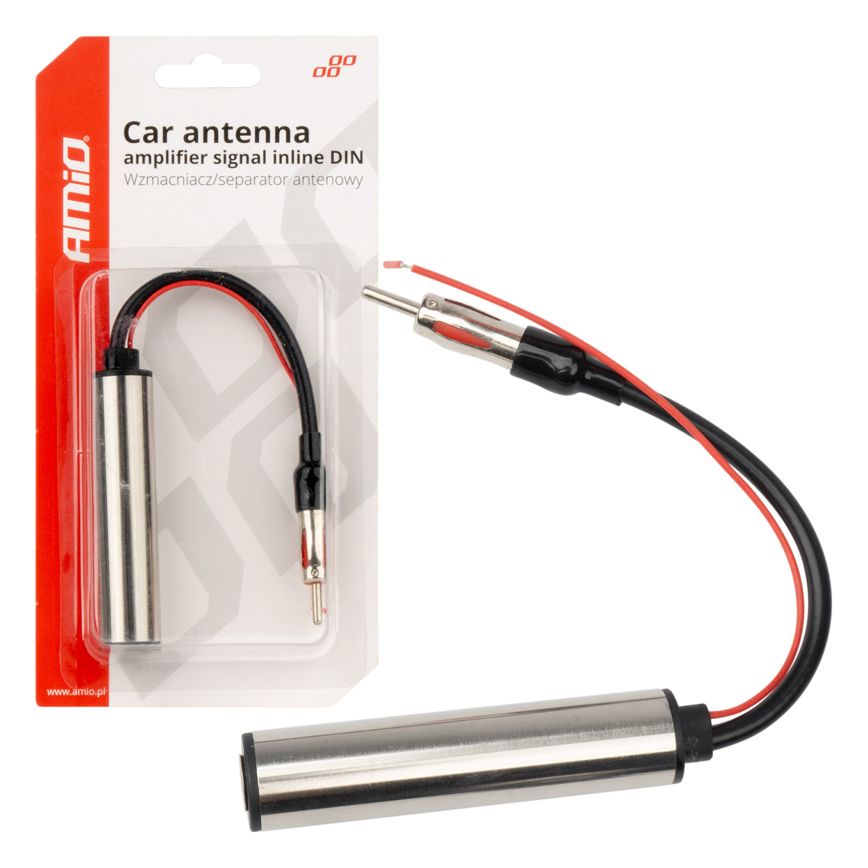 Automašīnas antenas pastiprinātāja signāla iebūvētais DIN 12/24V AMIO-04132 Automašīnas antenas pastiprinātāja signāla iebūvētais DIN 12/24V AMIO-04132