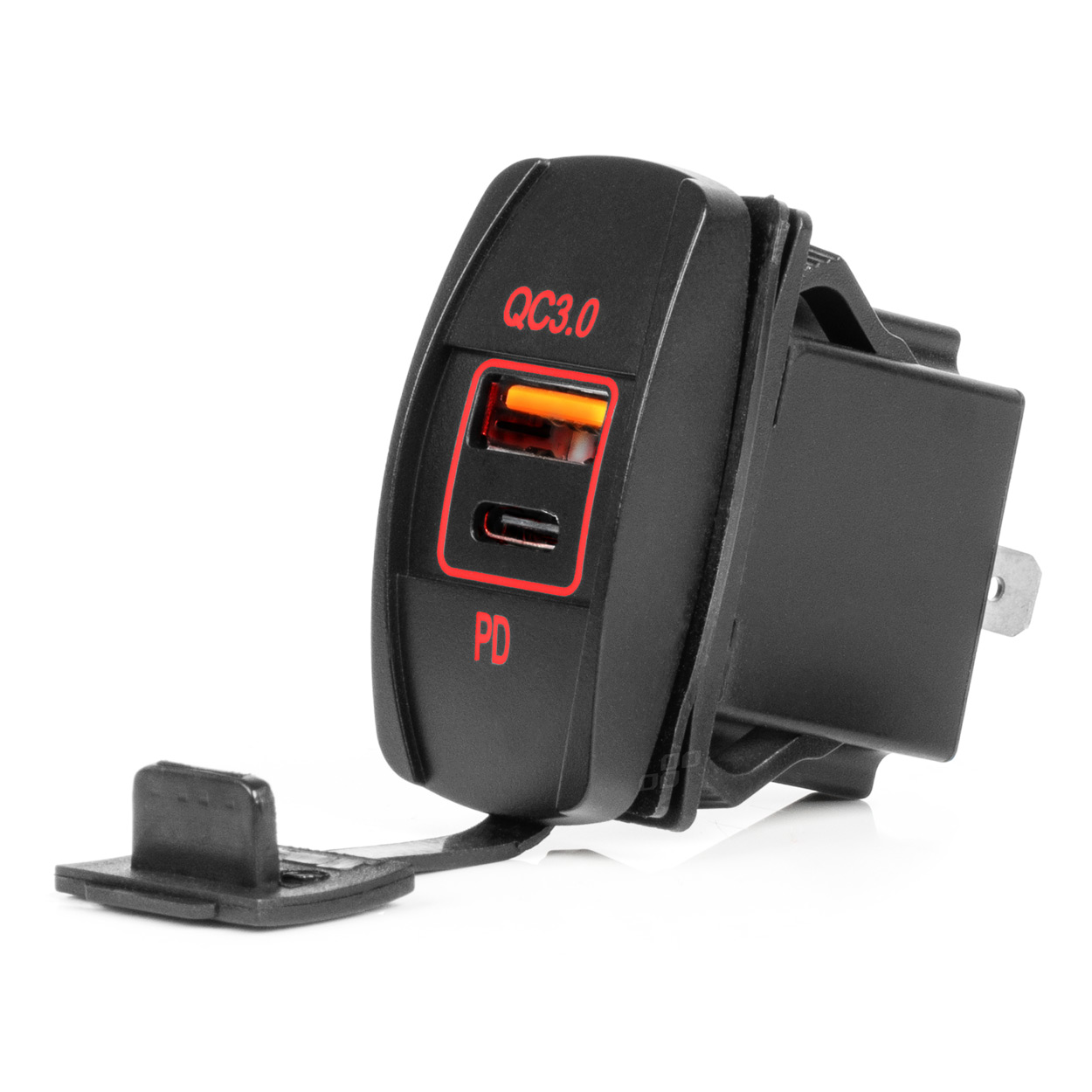 Laivas formas ūdensnecaurlaidīgs tālruņa lādētājs ar SARKANU LED fona apgaismojumu USB + USB C QC3.0 12/24V AMIO-04229 Laivas formas ūdensnecaurlaidīgs tālruņa lādētājs ar SARKANU LED fona apgaismojumu USB + USB C QC3.0 12/24V AMIO-04229