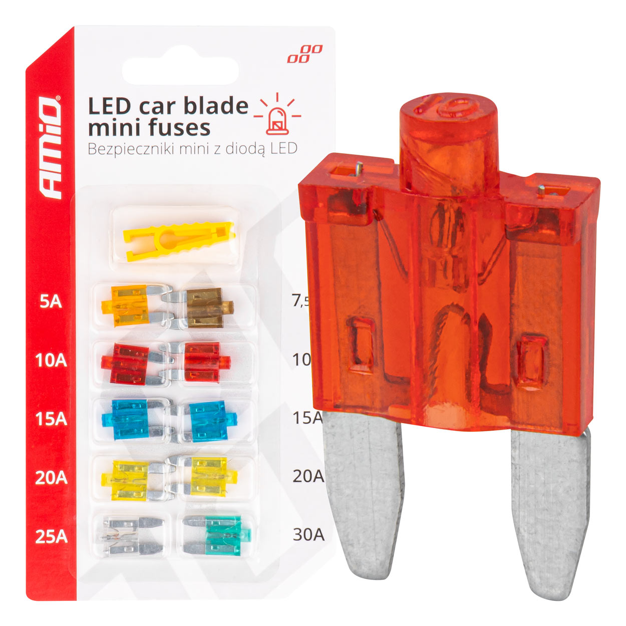 LED automašīnas asmeņu standarta drošinātāji AMIO-04340 LED automašīnas asmeņu standarta drošinātāji AMIO-04340