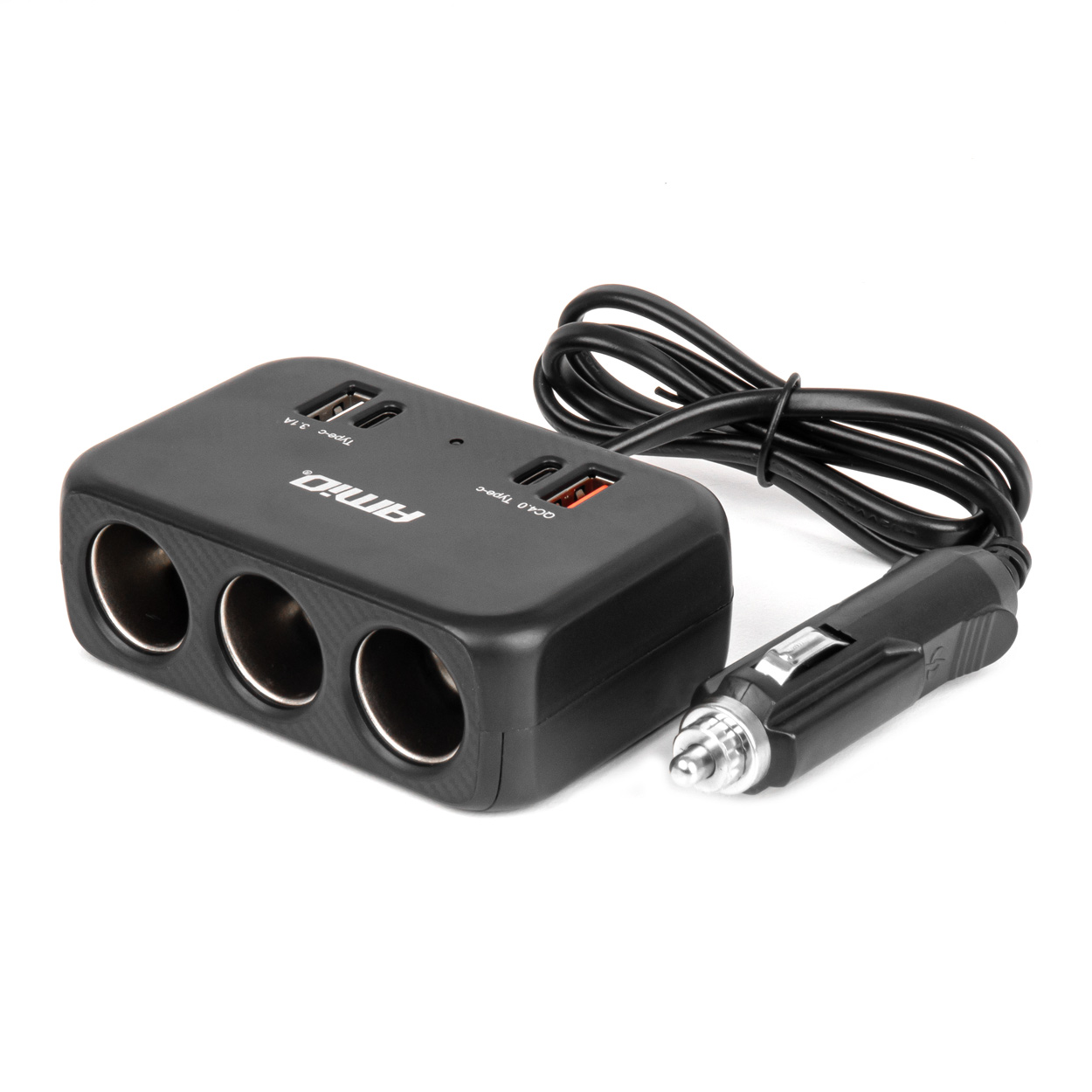 Trīskāršā pagarinātāja ligzda lādētājam 1x USB A 1x USB C QC 4.0 12/24V 120W 80cm AMIO-04365 Trīskāršā pagarinātāja ligzda lādētājam 1x USB A 1x USB C QC 4.0 12/24V 120W 80cm AMIO-04365