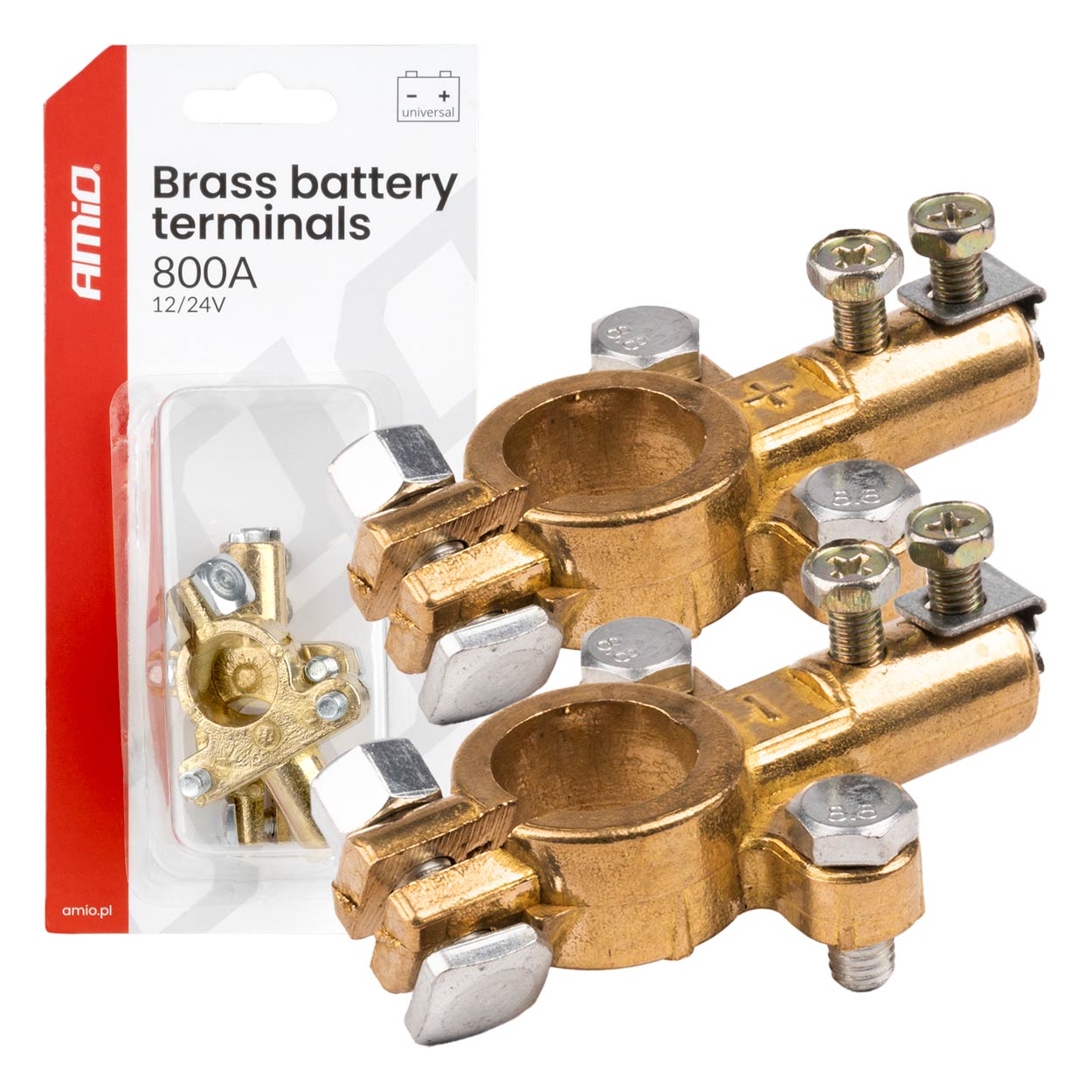 Misiņa akumulatora spailes 800AMP, 2 gab. AMIO-04390 Misiņa akumulatora spailes 800AMP, 2 gab. AMIO-04390