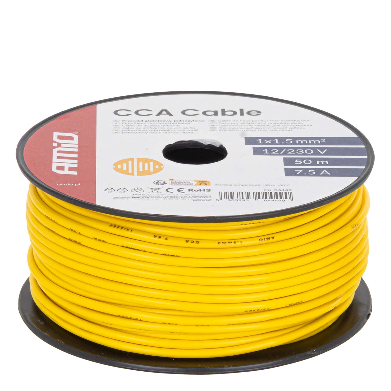 CCA kabelis CCA 1x1.5mm2 50m 7.5A 12/230V AMIO-04449 CCA kabelis CCA 1x1.5mm2 50m 7.5A 12/230V AMIO-04449