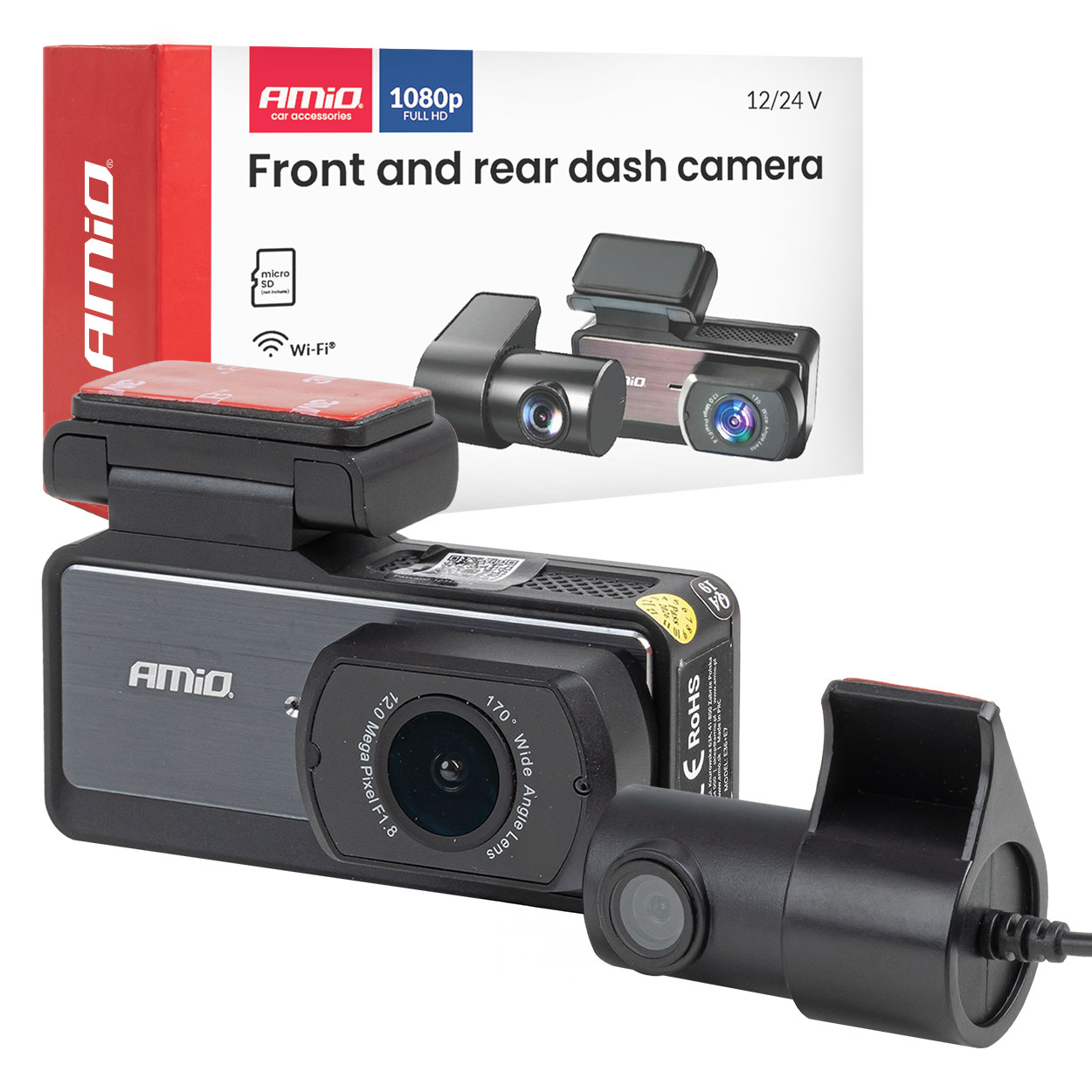 Priekšējā un aizmugurējā videoreģistrators 1K WLAN 256 GB WIFI Full HD AMIO-04799 Priekšējā un aizmugurējā videoreģistrators 1K WLAN 256 GB WIFI Full HD AMIO-04799