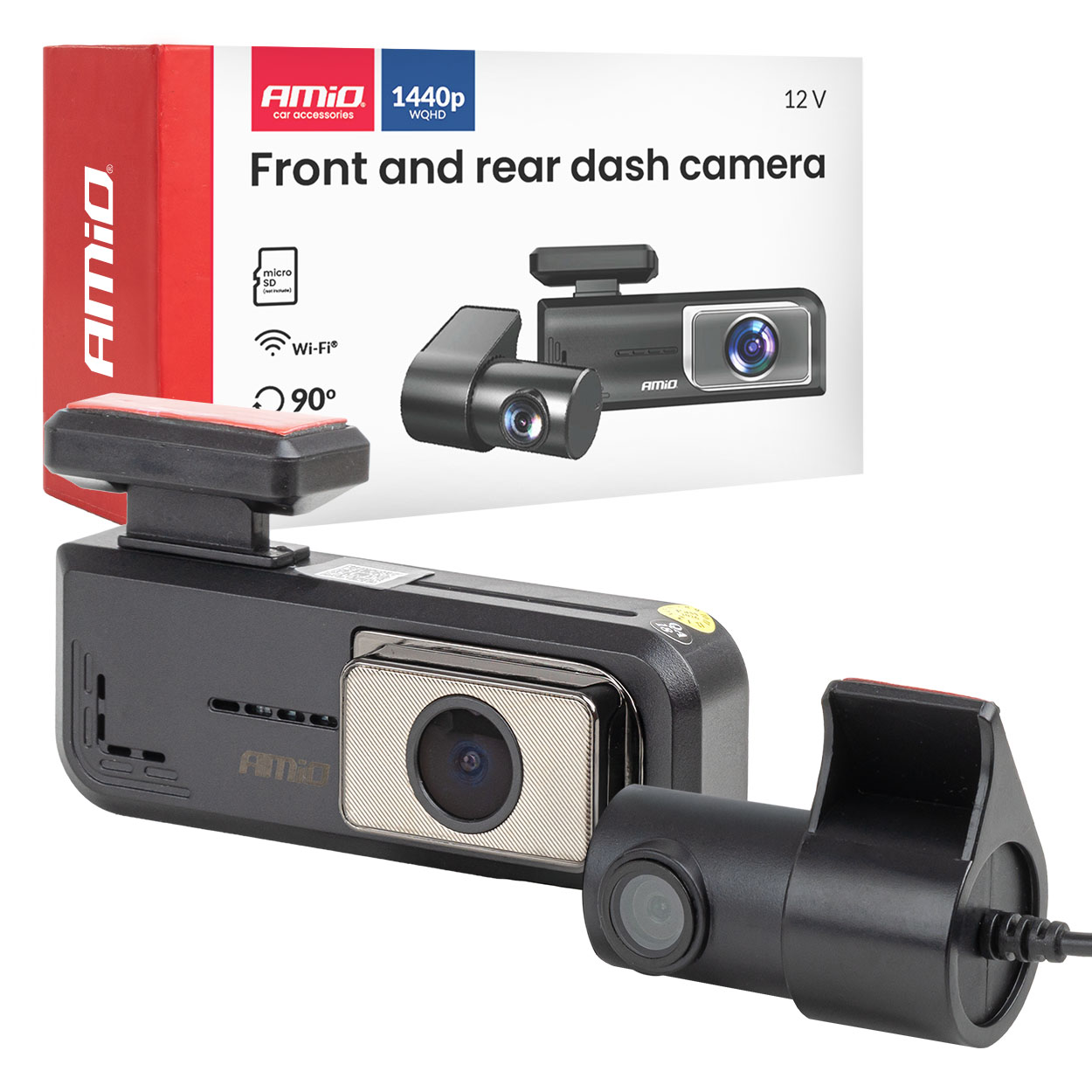 Priekšējā un aizmugurējā videoreģistrators 2K + 1K WLAN 512 GB WIFI Full HD AMIO-04800 Priekšējā un aizmugurējā videoreģistrators 2K + 1K WLAN 512 GB WIFI Full HD AMIO-04800