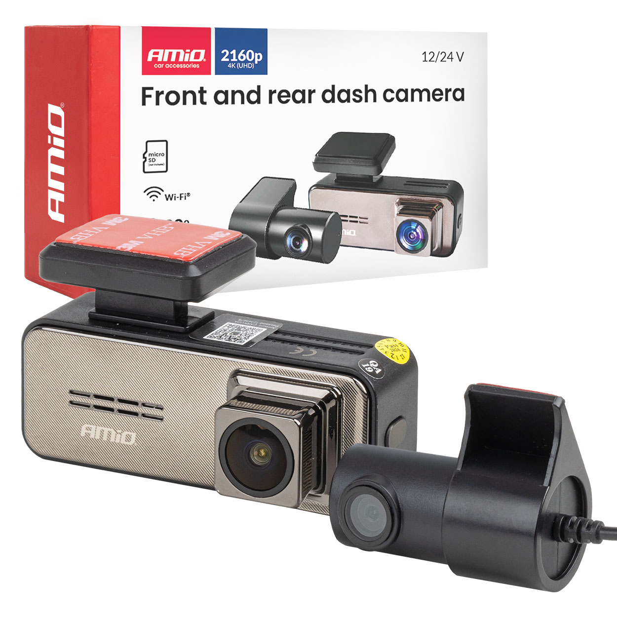 Priekšējā un aizmugurējā videoreģistrators 4K + 2K WLAN 512 GB WIFI UHD AMIO-04801 Priekšējā un aizmugurējā videoreģistrators 4K + 2K WLAN 512 GB WIFI UHD AMIO-04801