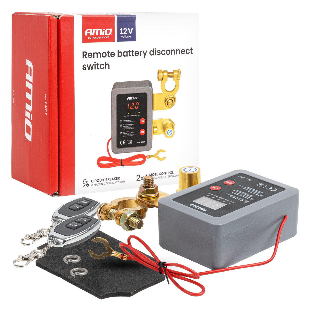 Tālvadības akumulatora atvienošanas slēdzis 12V 240A (BATT) AMIO-04832 Tālvadības akumulatora atvienošanas slēdzis 12V 240A (BATT) AMIO-04832