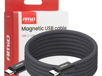 Magnētiskais USB kabelis USB-C uz USB-C 60W 100cm AMIO-04840