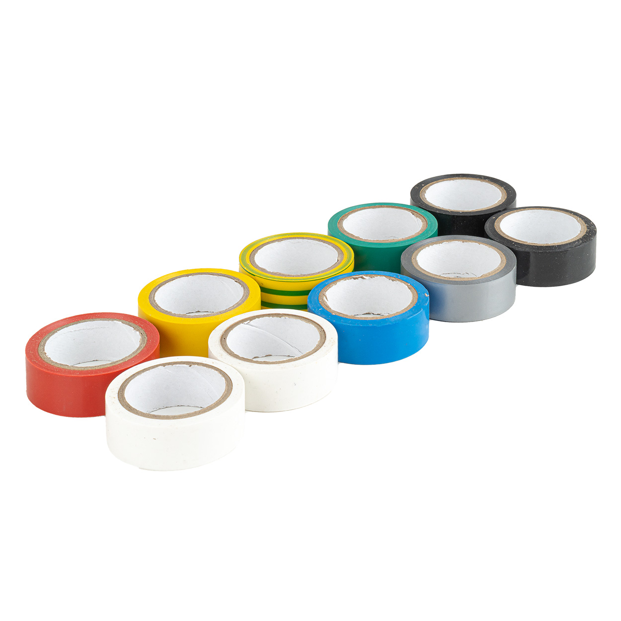 Daudzkrāsainu PVC izolācijas lentu komplekts 10 gab. 18 mm x 5,5 m x 0,13 mm AMIO-04846 Daudzkrāsainu PVC izolācijas lentu komplekts 10 gab. 18 mm x 5,5 m x 0,13 mm AMIO-04846