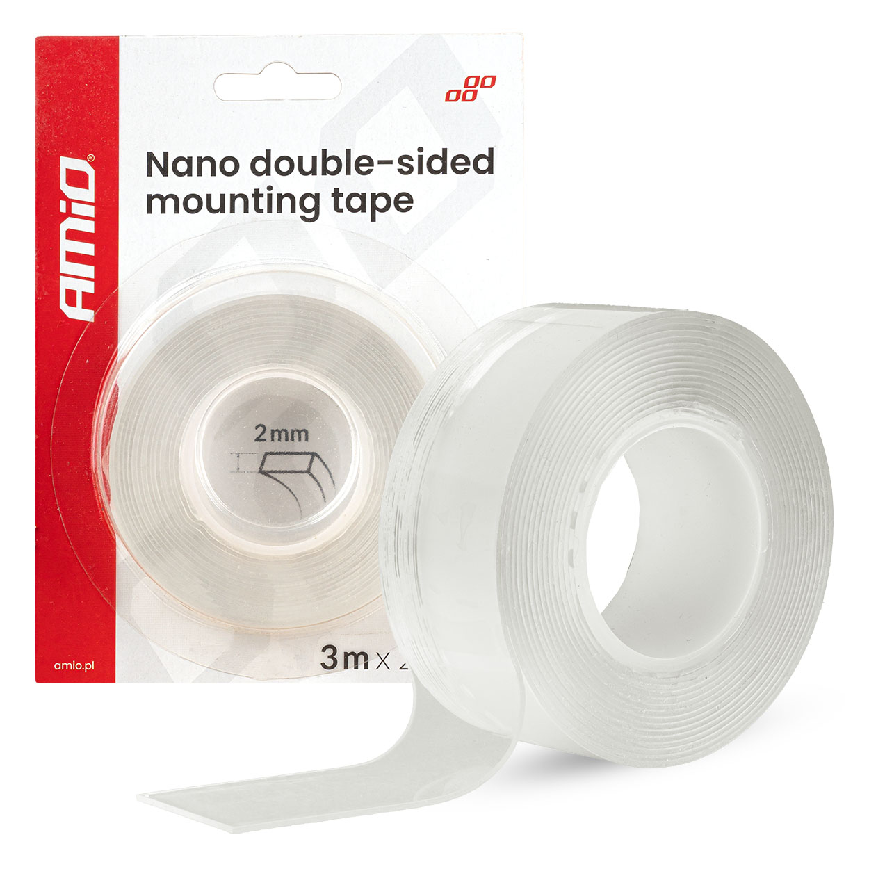 Atkārtoti lietojama nano abpusēja montāžas lente 20 mm x 3 m x 1 mm AMIO-04847 Atkārtoti lietojama nano abpusēja montāžas lente 20 mm x 3 m x 1 mm AMIO-04847