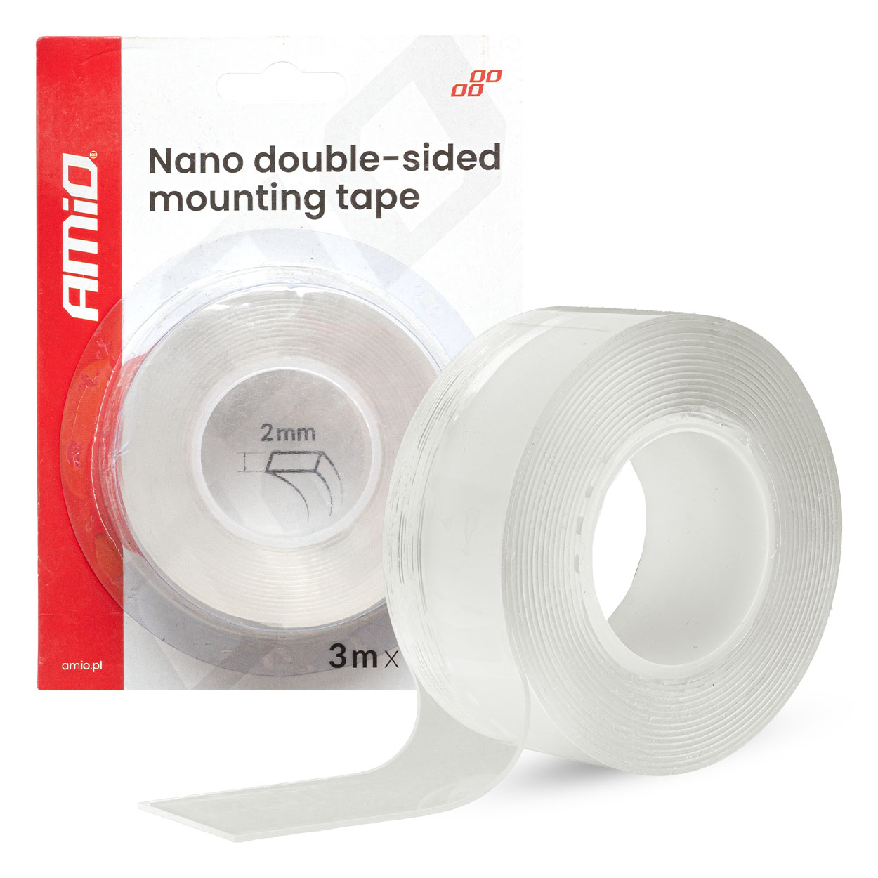 Atkārtoti lietojama nano abpusēja montāžas lente 30 mm x 3 m x 1 mm AMIO-04848 Atkārtoti lietojama nano abpusēja montāžas lente 30 mm x 3 m x 1 mm AMIO-04848