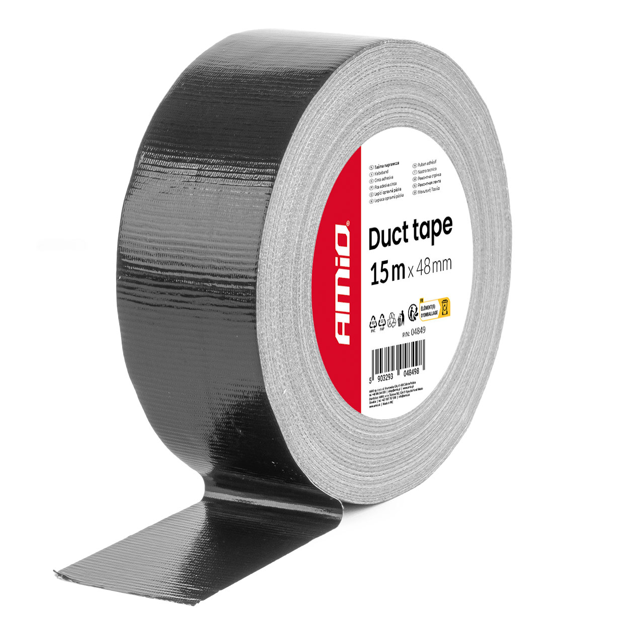 Melna līmlente, 48 mm x 15 m x 0,19 mm AMIO-04849 Melna līmlente, 48 mm x 15 m x 0,19 mm AMIO-04849