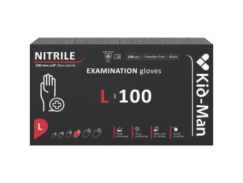 Kid-Man nitrila cimdi, melni N100, izmērs L