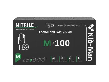 Kid-Man nitrila cimdi, melni N100, izmērs M