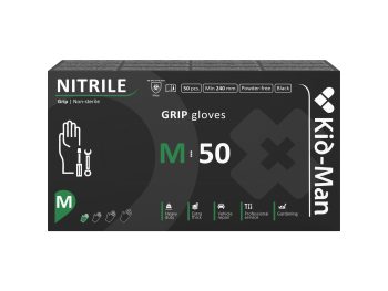 Kid-Man melni nitrila cimdi ar pastiprinātu saķeri Black Grip N50, izmērs M