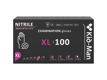 Kid-Man nitrila cimdi, melni N100, izmērs XL