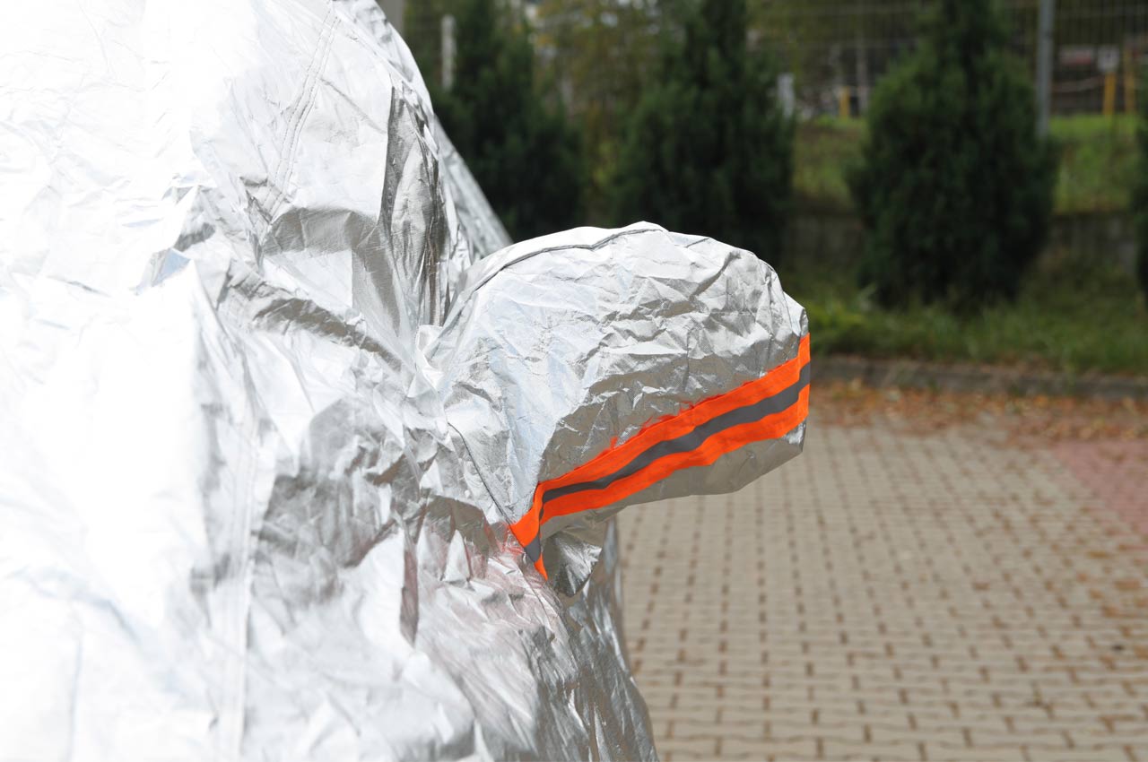ALUMĪNIJA AUTO PĀRKLĀJS ar RĀVSLĒDZI, ATSTAROJOŠS, 120g + kokvilna, Sudraba krāsā, izmērs: M AMIO-01110 ALUMĪNIJA AUTO PĀRKLĀJS ar RĀVSLĒDZI, ATSTAROJOŠS, 120g + kokvilna, Sudraba krāsā, izmērs: M AMIO-01110 - Image 4