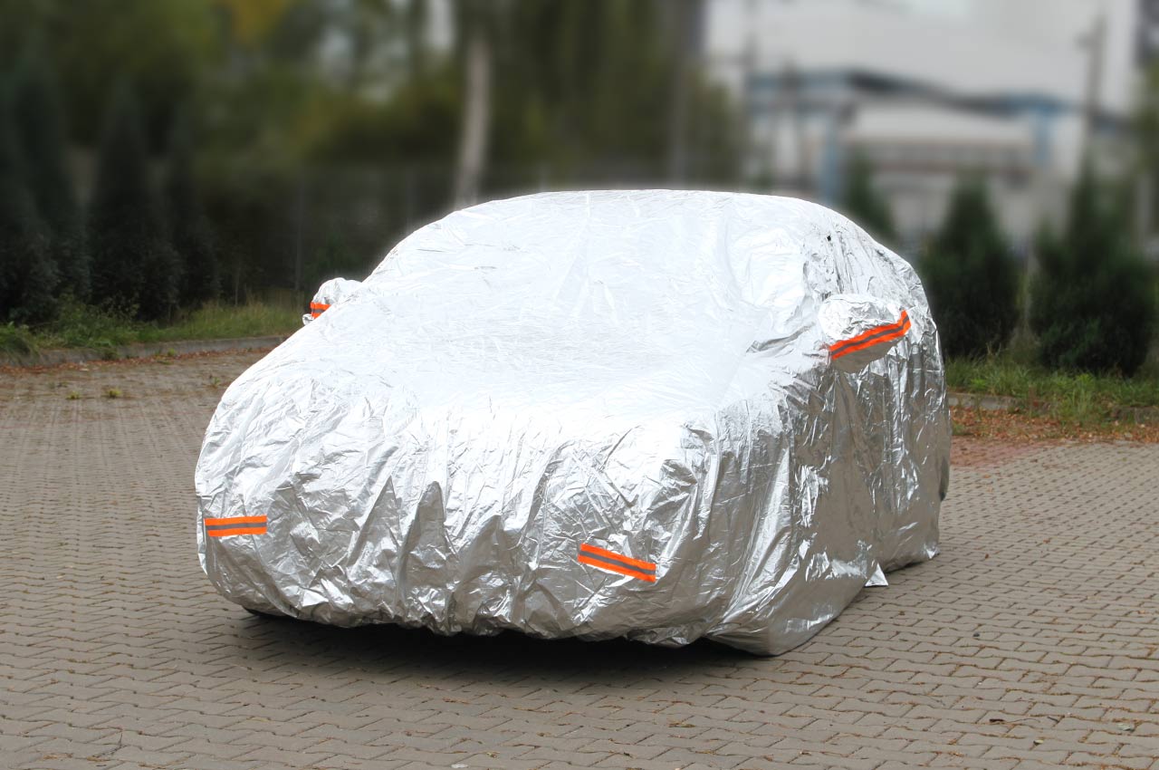 ALUMĪNIJA AUTO PĀRKLĀJS ar RĀVSLĒDZI, ATSTAROJOŠS, 120g + kokvilna, Sudraba krāsā, izmērs: L AMIO-01111 ALUMĪNIJA AUTO PĀRKLĀJS ar RĀVSLĒDZI, ATSTAROJOŠS, 120g + kokvilna, Sudraba krāsā, izmērs: L AMIO-01111 - Image 2