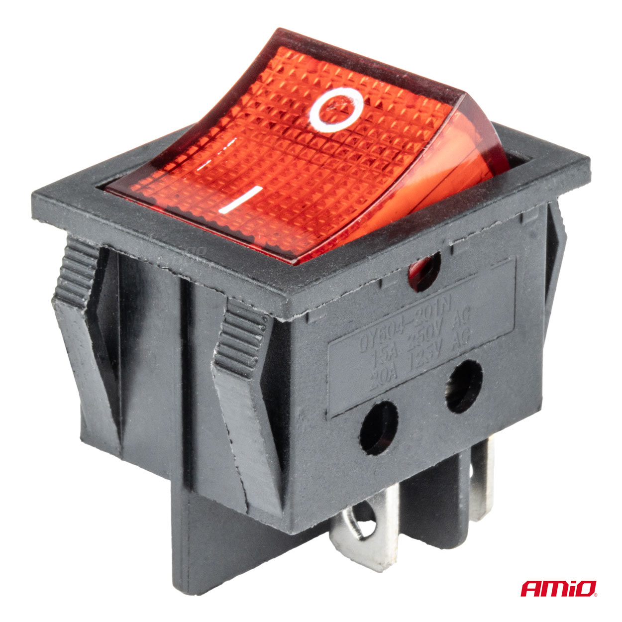 Taisnstūra slēdzis 12V/230V (ar sarkanu gaismu) BU02 AMIO-03613 Taisnstūra slēdzis 12V/230V (ar sarkanu gaismu) BU02 AMIO-03613 - Image 2