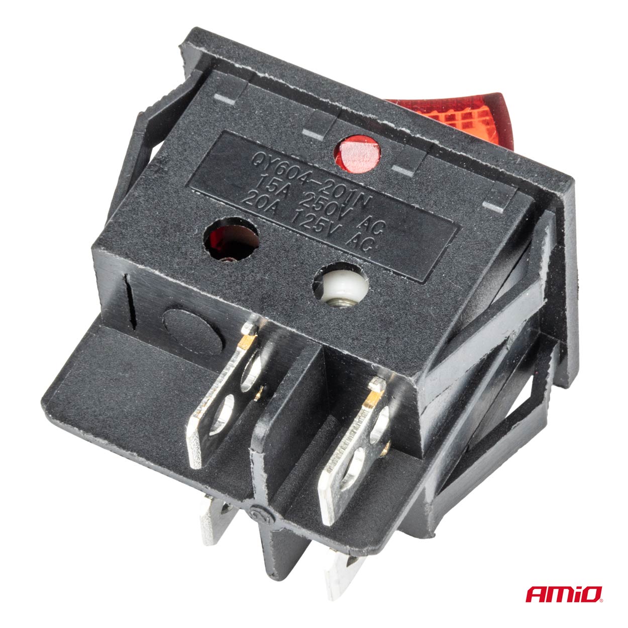 Taisnstūra slēdzis 12V/230V (ar sarkanu gaismu) BU02 AMIO-03613 Taisnstūra slēdzis 12V/230V (ar sarkanu gaismu) BU02 AMIO-03613 - Image 4