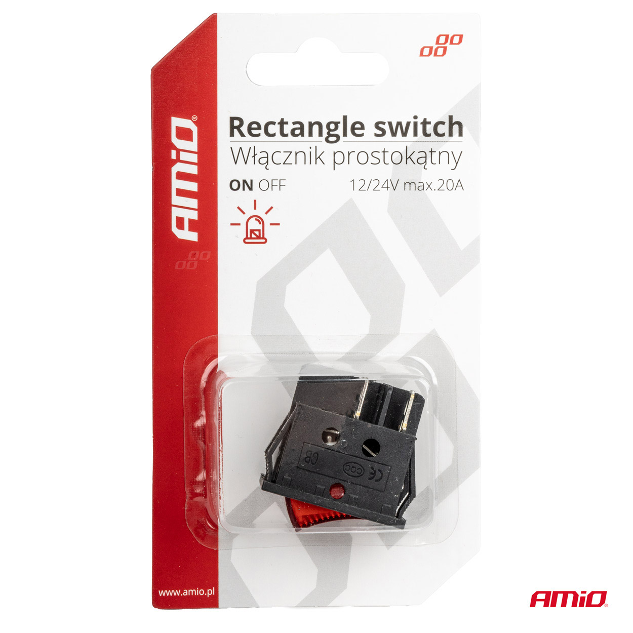 Taisnstūra slēdzis 12V/230V (ar sarkanu gaismu) BU02 AMIO-03613 Taisnstūra slēdzis 12V/230V (ar sarkanu gaismu) BU02 AMIO-03613 - Image 5
