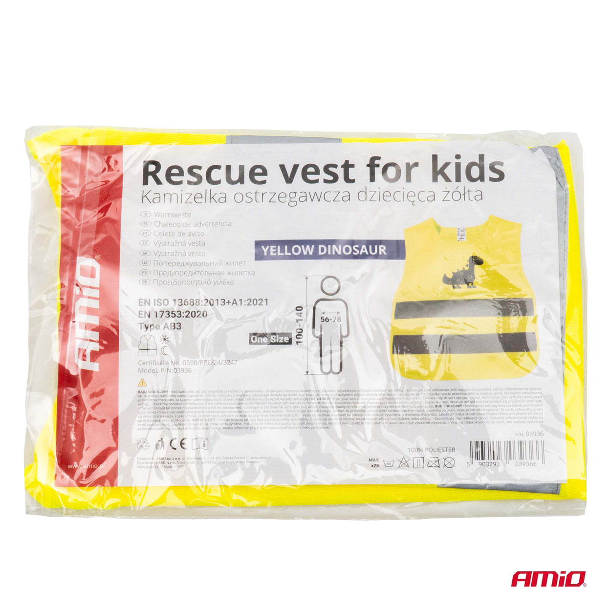 Bērnu drošības veste dzeltena ar sertifikātu DINOSAUR AMIO-03936 Bērnu drošības veste dzeltena ar sertifikātu DINOSAUR AMIO-03936 - Image 5