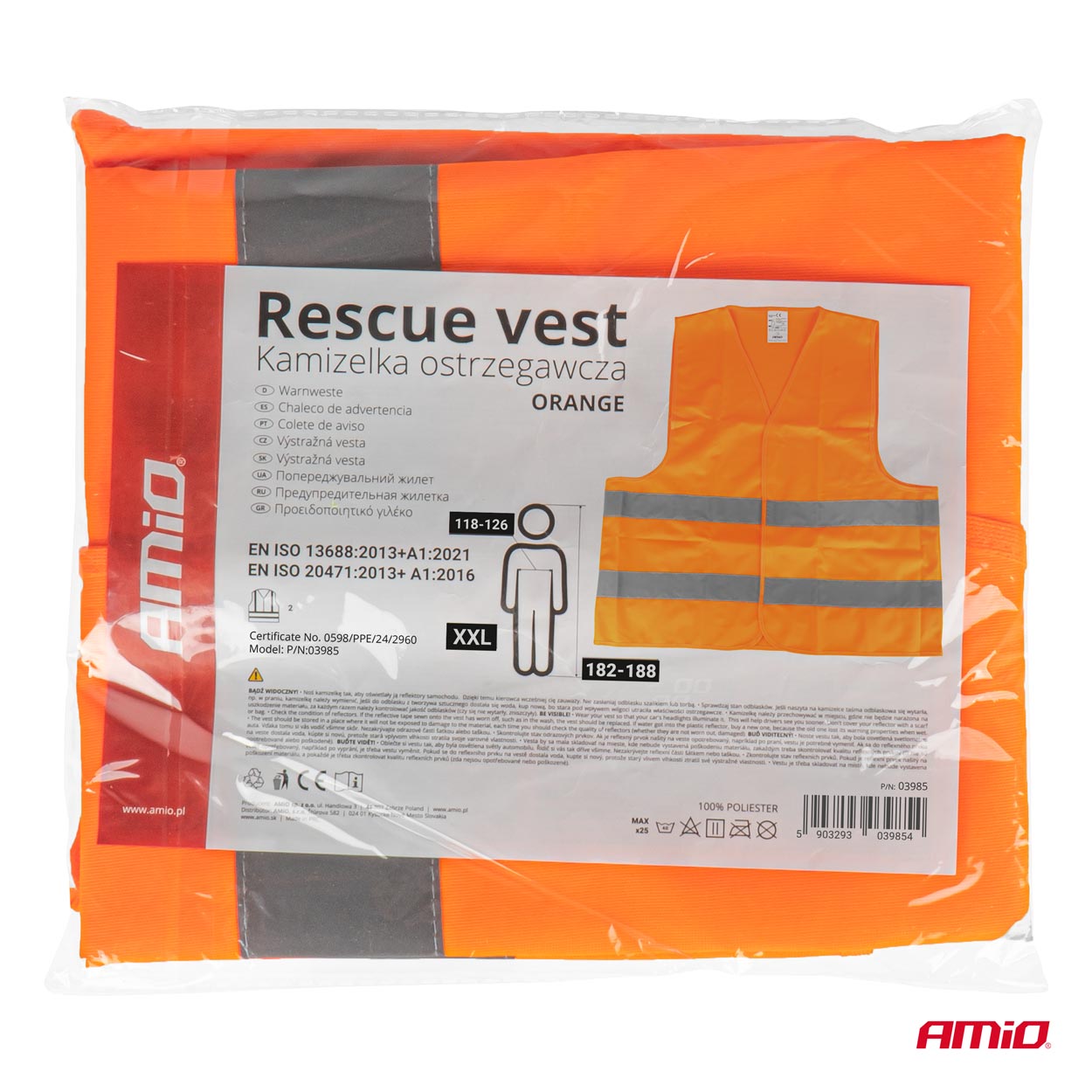 Drošības veste oranža ar sertifikātu XXL AMIO-03985 Drošības veste oranža ar sertifikātu XXL AMIO-03985 - Image 9