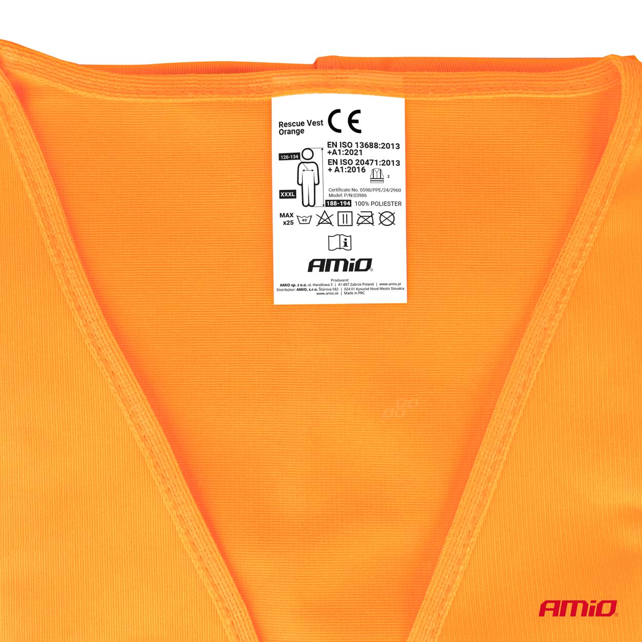 Drošības veste oranža ar sertifikātu AMIO-03986 Drošības veste oranža ar sertifikātu AMIO-03986 - Image 4