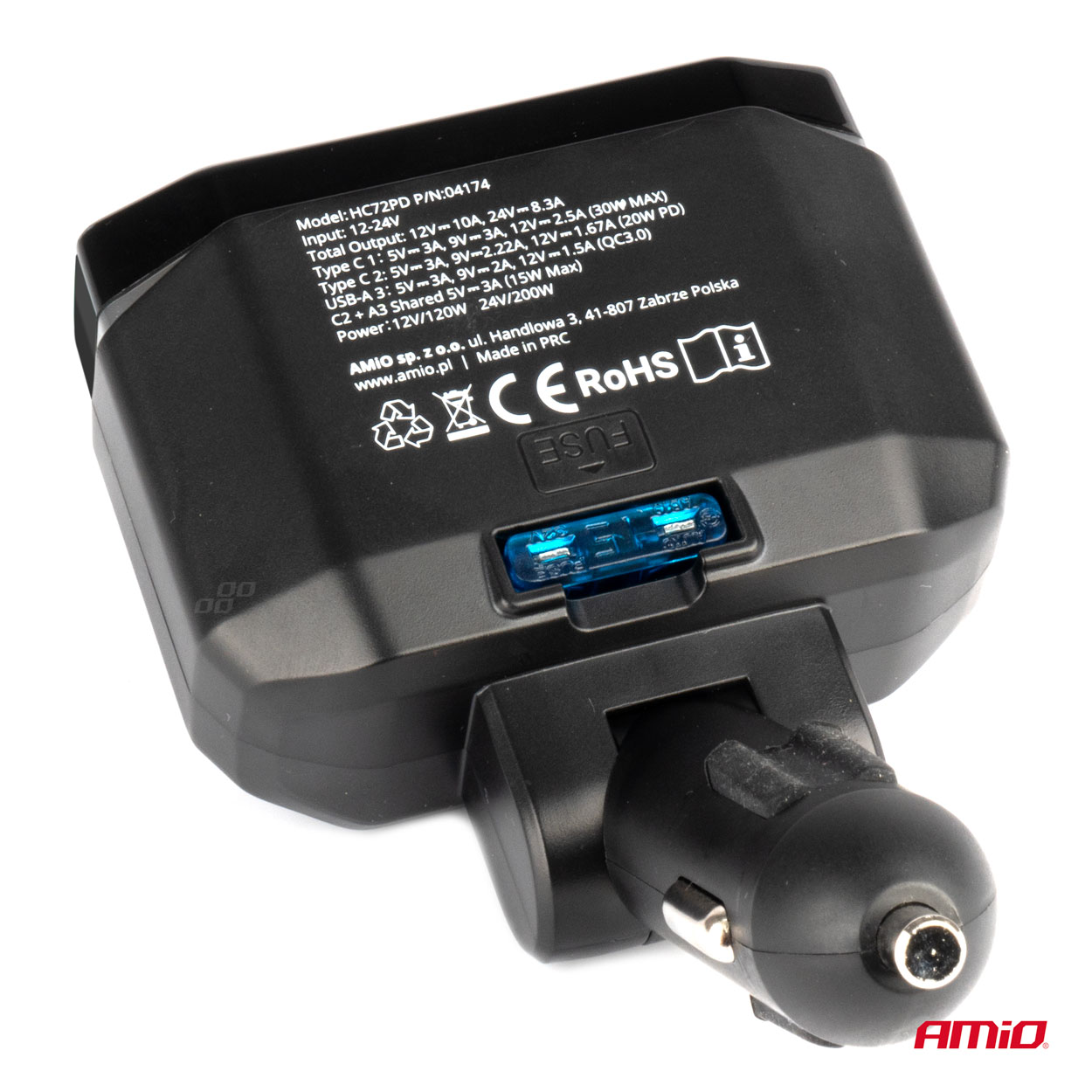 Dubultā pagarinātāja kontaktligzda PD30W PD20W QC3.0 12/24V max 200W AMIO-04174 Dubultā pagarinātāja kontaktligzda PD30W PD20W QC3.0 12/24V max 200W AMIO-04174 - Image 4