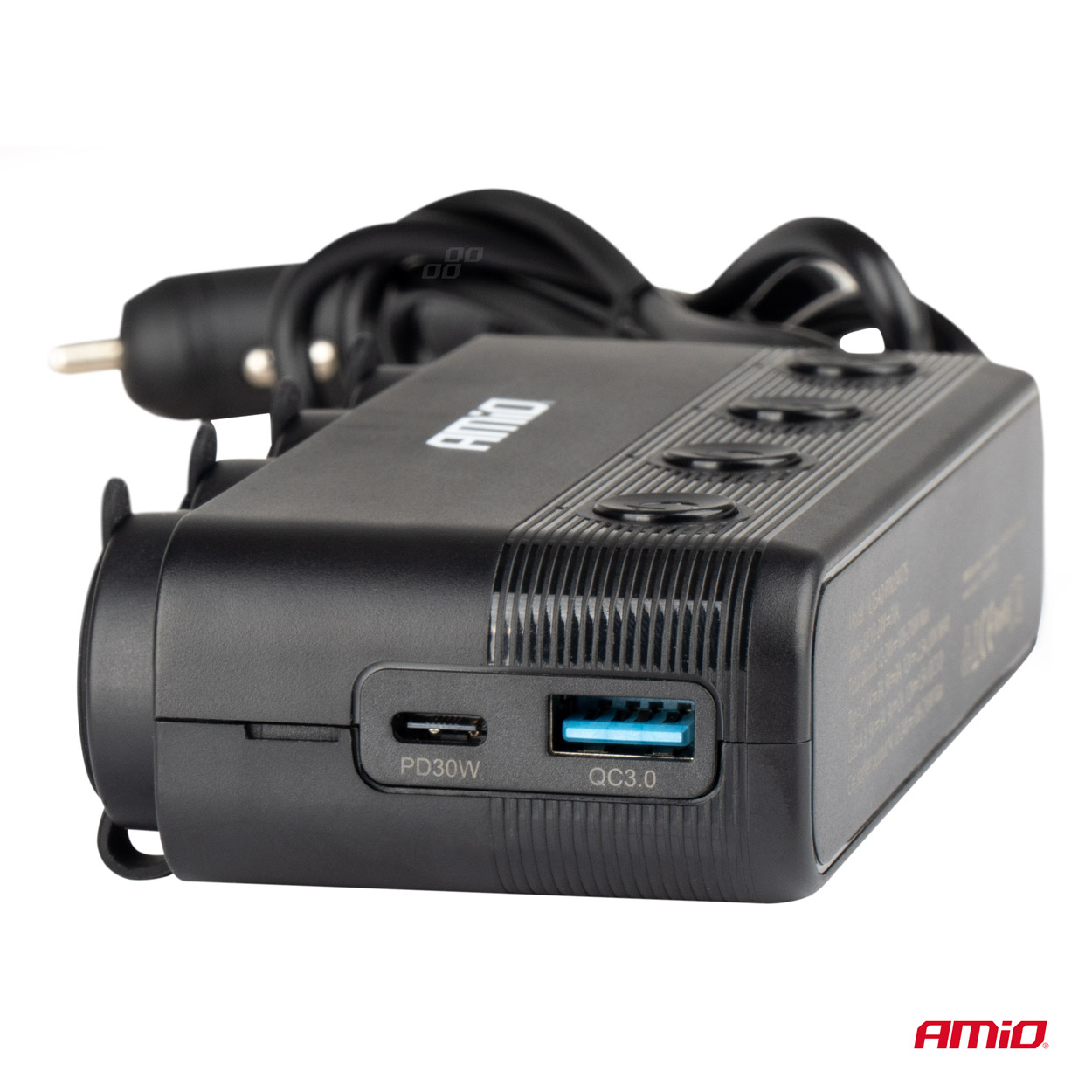 Četrkārša pagarinātāja kontaktligzda PD30W QC3.0 12/24V max 216W AMIO-04175 Četrkārša pagarinātāja kontaktligzda PD30W QC3.0 12/24V max 216W AMIO-04175 - Image 4