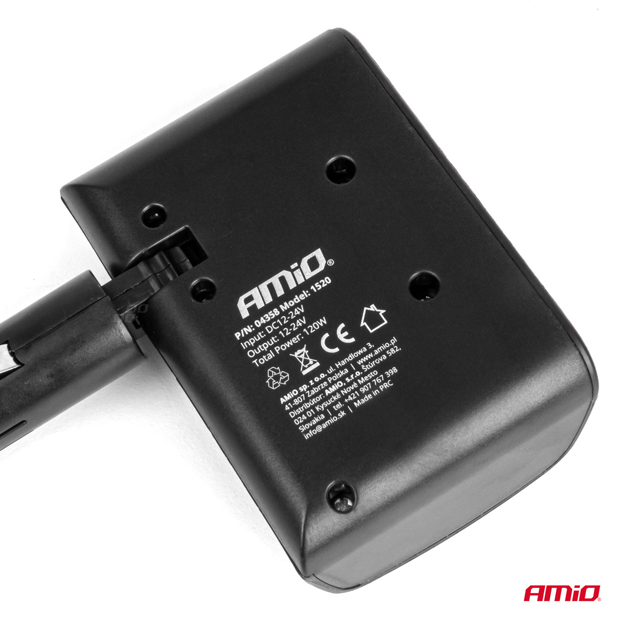 Trīskāršā pagarinātāja kontaktligzda 12/24V 120W 90° AMIO-04358 Trīskāršā pagarinātāja kontaktligzda 12/24V 120W 90° AMIO-04358 - Image 4