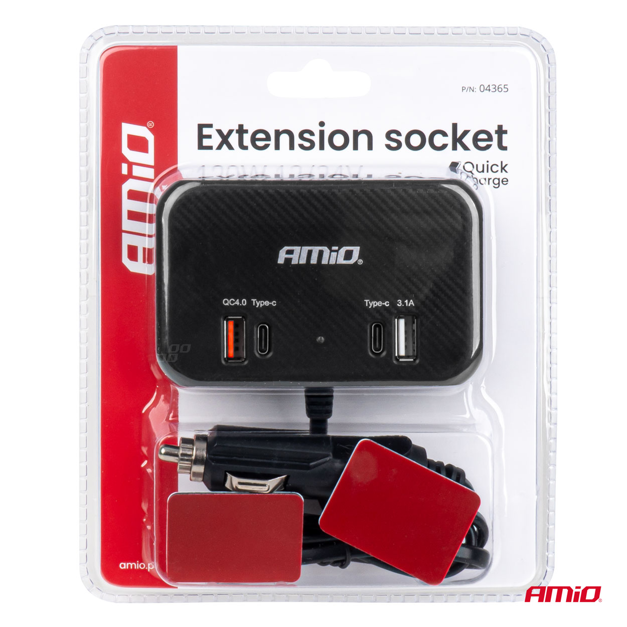 Trīskāršā pagarinātāja ligzda lādētājam 1x USB A 1x USB C QC 4.0 12/24V 120W 80cm AMIO-04365 Trīskāršā pagarinātāja ligzda lādētājam 1x USB A 1x USB C QC 4.0 12/24V 120W 80cm AMIO-04365 - Image 8