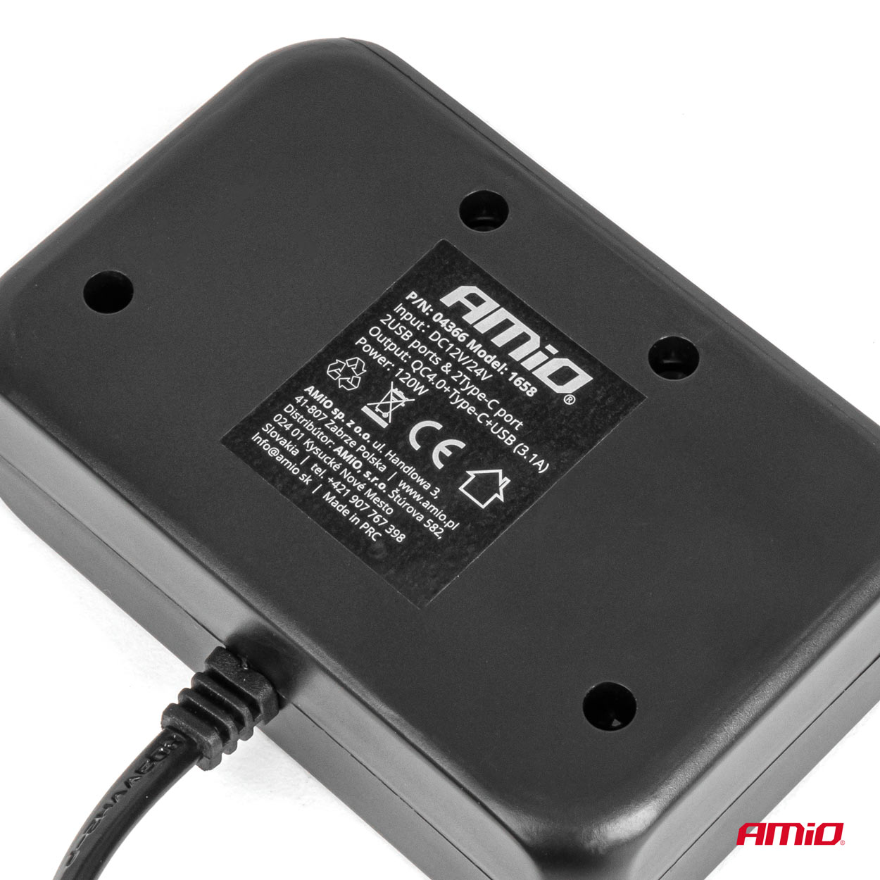 Trīskāršais pagarinātāja lādētājs ar digitālo displeju 2x USB A 1x USB C QC 4.0 12/24V 120W 80cm AMIO-04366 Trīskāršais pagarinātāja lādētājs ar digitālo displeju 2x USB A 1x USB C QC 4.0 12/24V 120W 80cm AMIO-04366 - Image 5