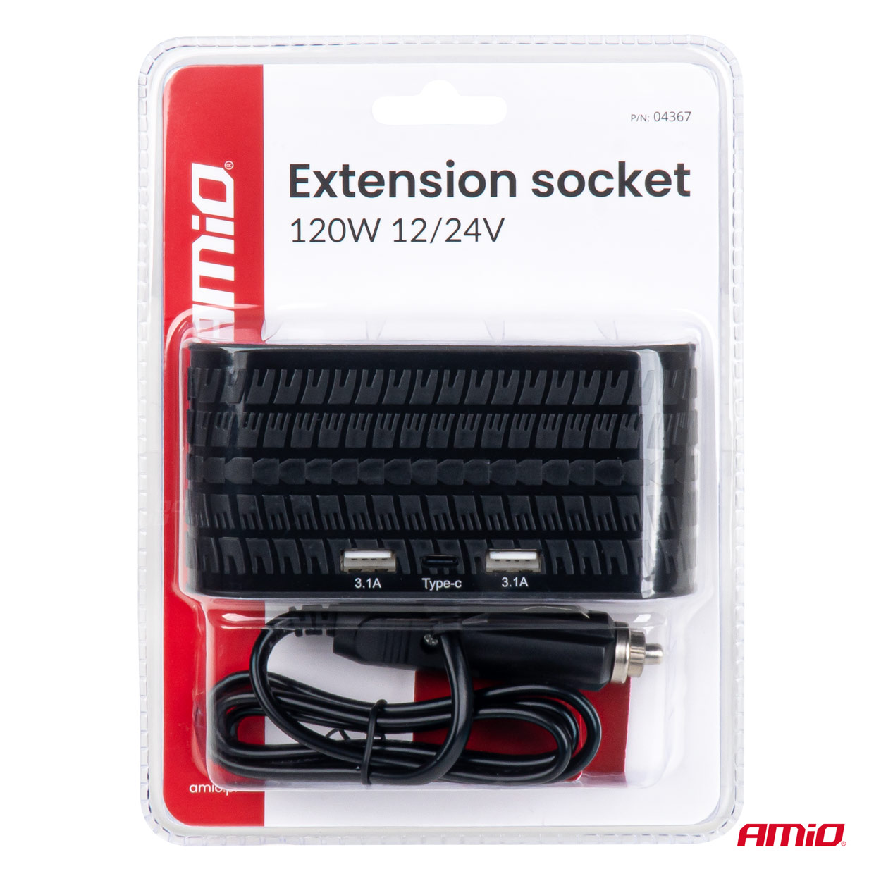 Četrkāršais pagarinātāja kontaktligzdas lādētājs 2x USB A 1x USB C 12/24V 120W 80cm AMIO-04367 Četrkāršais pagarinātāja kontaktligzdas lādētājs 2x USB A 1x USB C 12/24V 120W 80cm AMIO-04367 - Image 8