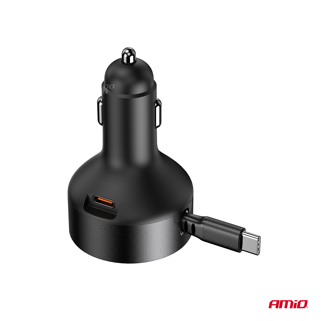 Ievelkams automašīnas lādētājs C kabelis + USB C ports 12/24V 60W AMIO-04368 Ievelkams automašīnas lādētājs C kabelis + USB C ports 12/24V 60W AMIO-04368 - Image 5