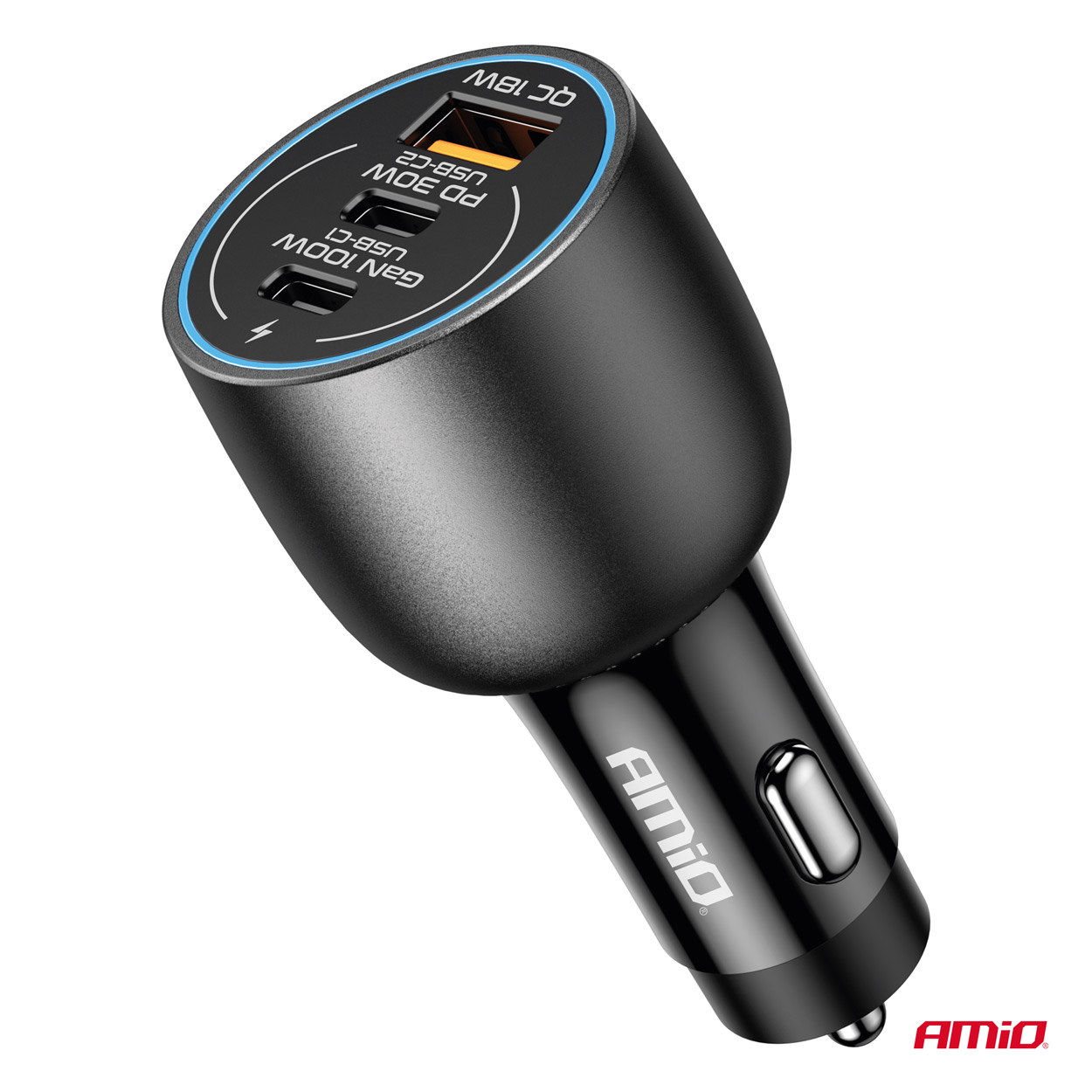 Automašīnas lādētājs 2x USB C porti + USB A ports 12/24V 100W AMIO-04371 Automašīnas lādētājs 2x USB C porti + USB A ports 12/24V 100W AMIO-04371 - Image 3