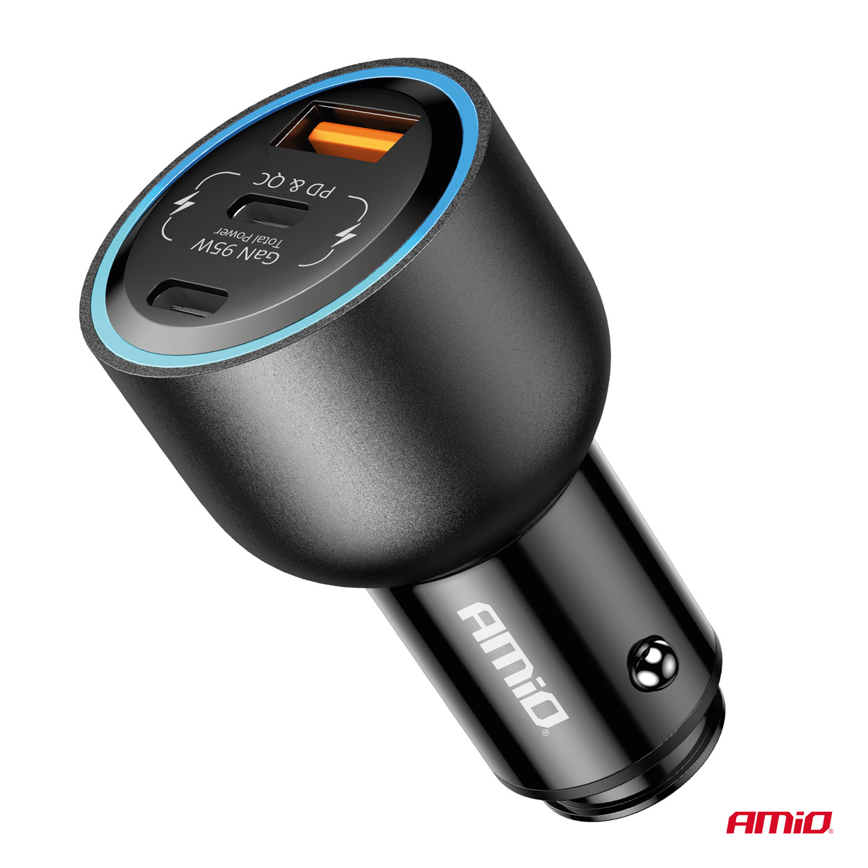 Automašīnas lādētājs ar dubultu USB C portu + USB A portu 12/24V 95W AMIO-04372 Automašīnas lādētājs ar dubultu USB C portu + USB A portu 12/24V 95W AMIO-04372 - Image 3